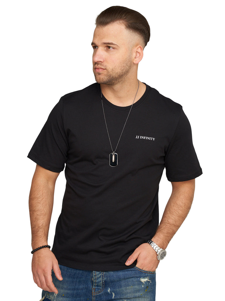 Jack & Jones Infinity Herren T-Shirt ROUND INFINITY O-Neck Shirt Kurzarmshirt Black