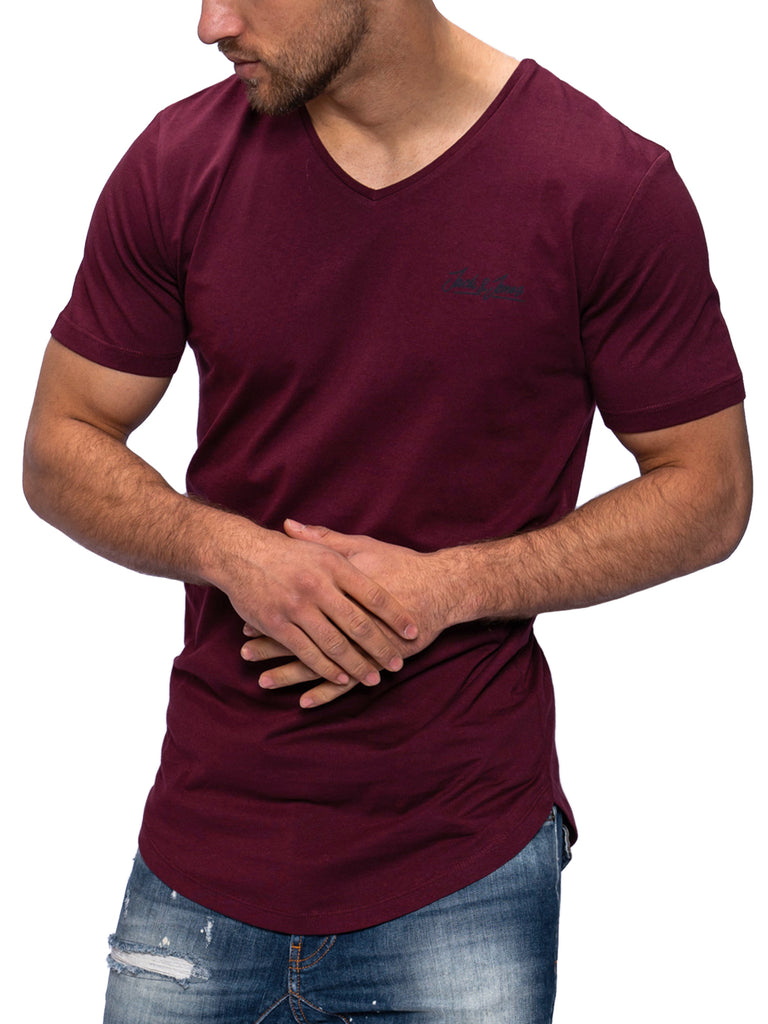 Jack & Jones Herren V-Neck T-Shirt NEWRAR Oversize Longshirt Port Royale