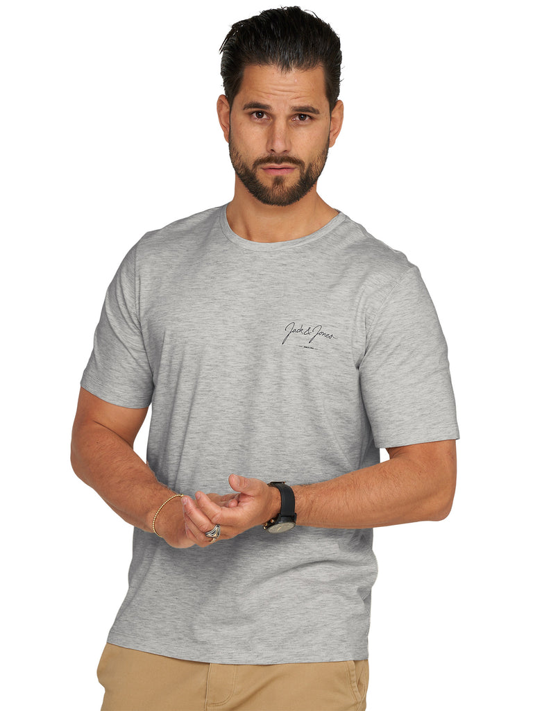 Jack & Jones Infinity Herren T-Shirt SANCHEZ O-Neck Shirt Kurzarmshirt Grey Melange Style 2 S
