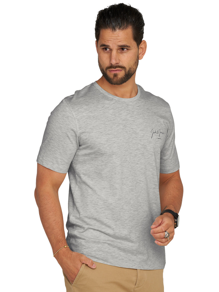 Jack & Jones Infinity Herren T-Shirt SANCHEZ O-Neck Shirt Kurzarmshirt Grey Melange Style 2