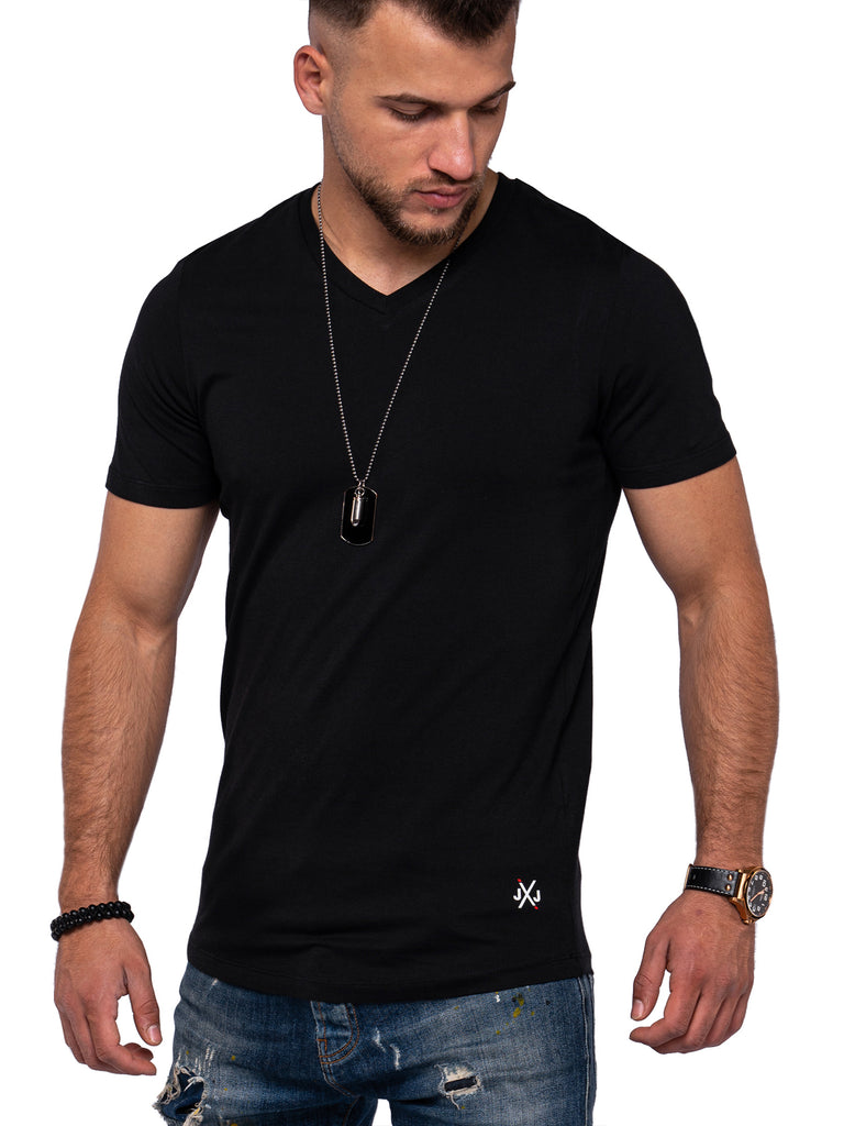 Jack & Jones Infinity Herren V-Neck T-Shirt INFINITY Oversize Longshirt Black