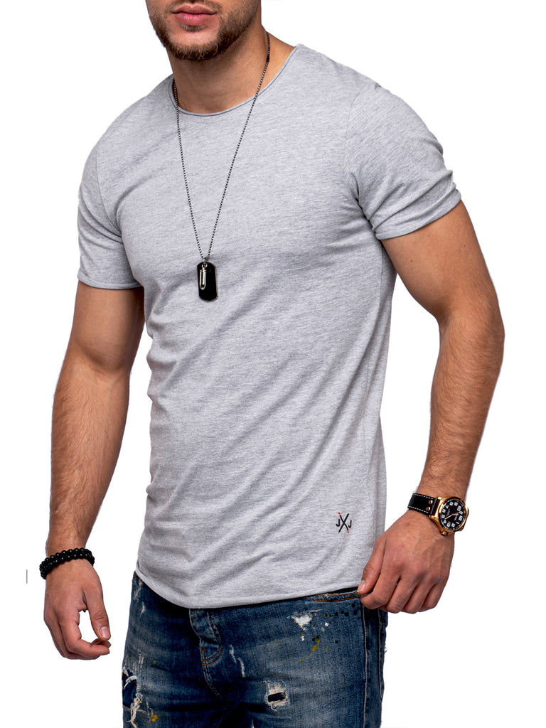 Jack & Jones Infinity Herren O-Neck T-Shirt INFINITY Longshirt Light Grey Melange