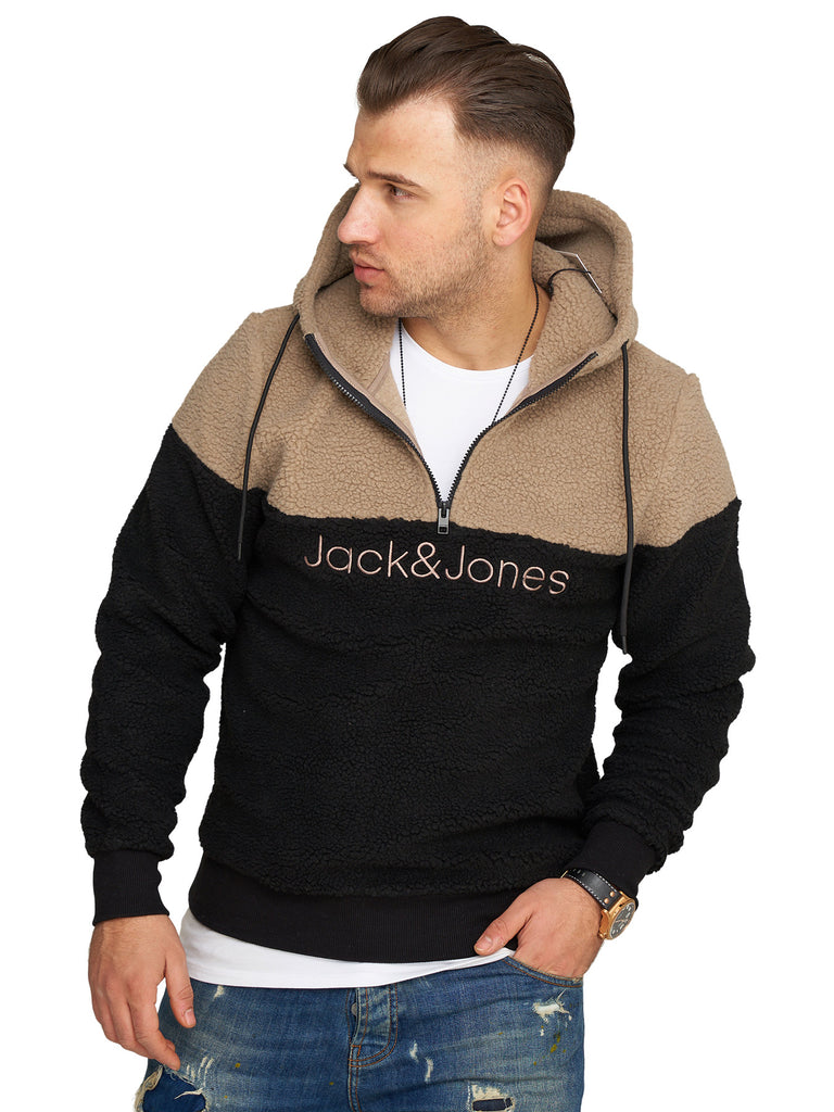 Jack & Jones Infinity Herren Teddy Plüsch Hoodie CRUSH Sweater Fleecepullover Dune