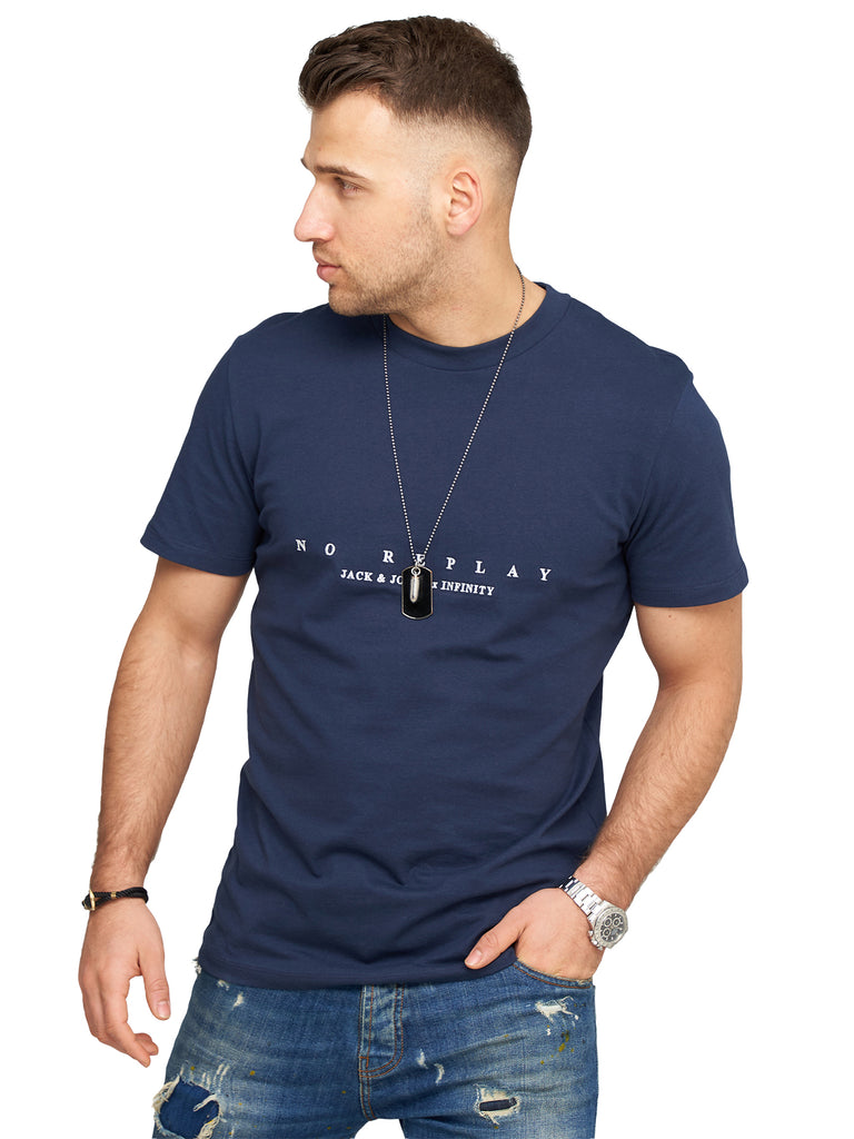 Jack & Jones Infinity Herren T-Shirt COPE INFINITY O-Neck Shirt Kurzarmshirt Navy Blazer