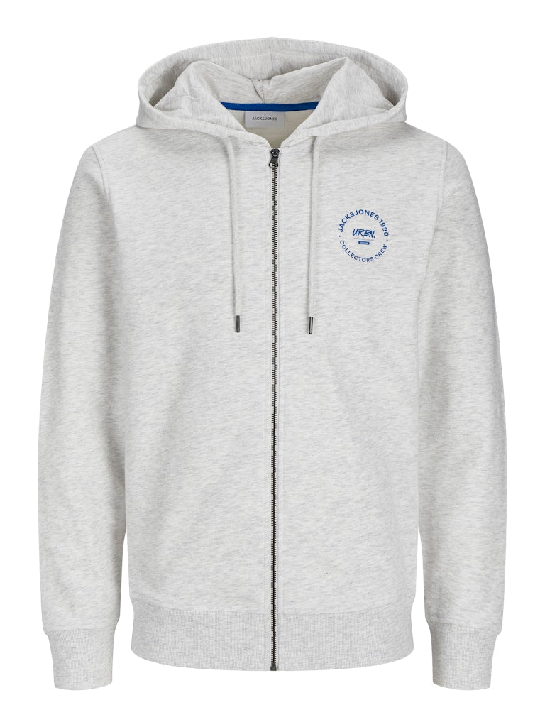 Jack & Jones Herren Sweatjacke JJSIMON Hoodie Kapuzenjacke White Melange