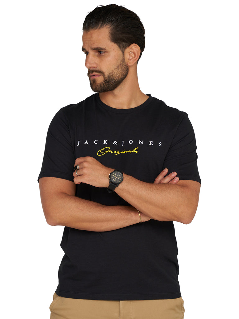 Jack & Jones Infinity Herren T-Shirt HARRISON O-Neck Shirt Kurzarmshirt Black