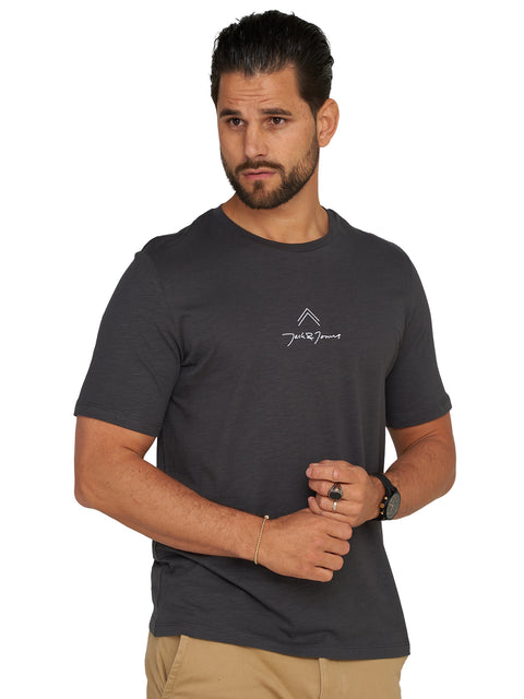 Jack & Jones Infinity Herren T-Shirt Crew Neck Print Dunkelgrau M