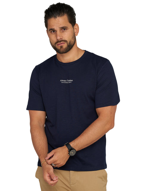 Jack & Jones Infinity Herren T-Shirt Crew Neck Logo Navy S