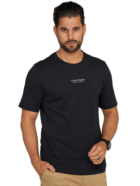 Jack & Jones Infinity Herren T-Shirt Crew Neck Logo Schwarz M