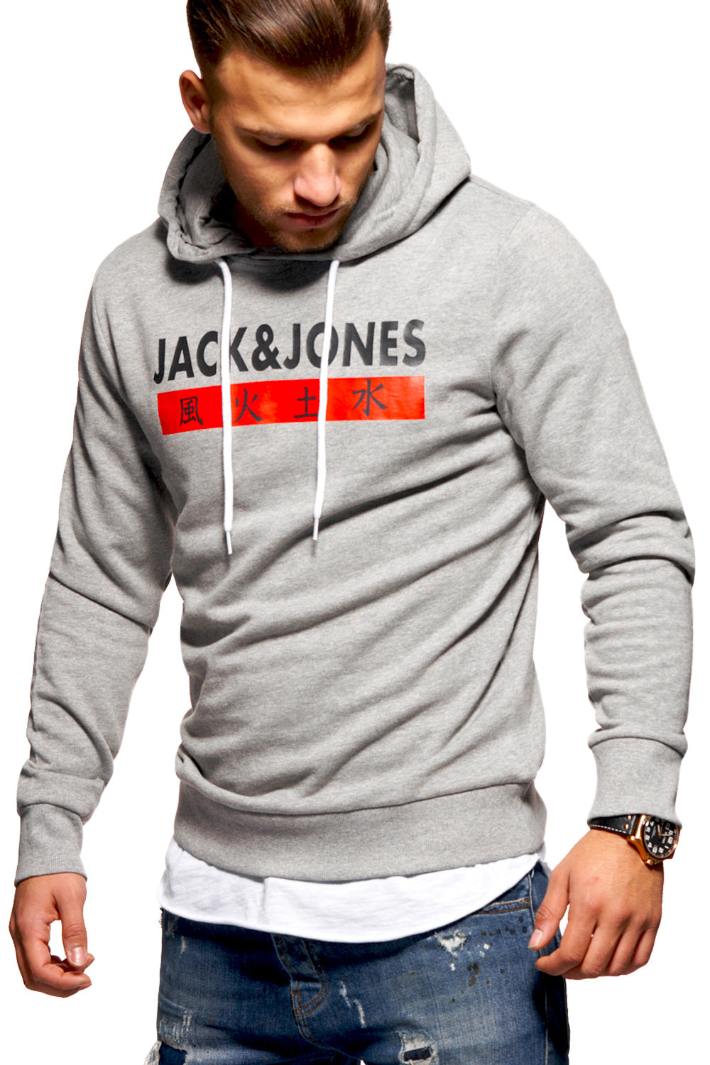 Jones Grey Hoodie Jack And Jones Kapuzenpullover Grau