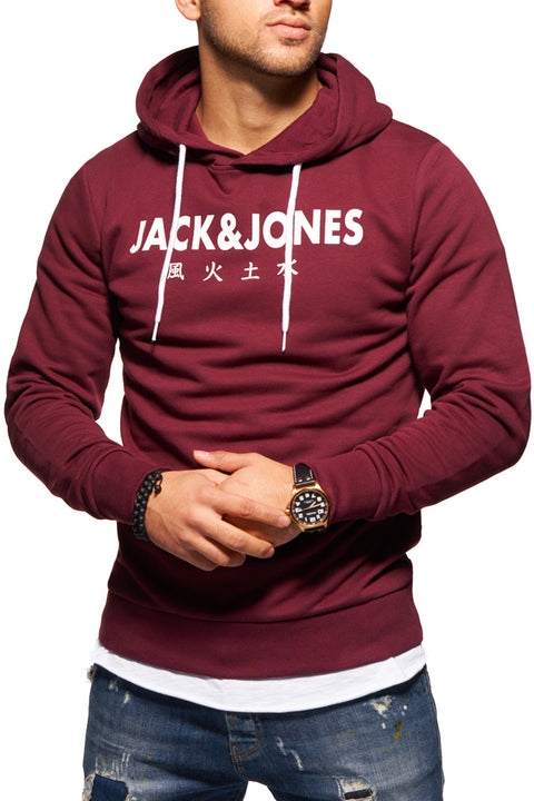 Jack & Jones Infinity Herren Kapuzenpullover Print Dunkelrot S