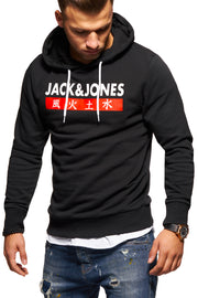 Jack & Jones Infinity Herren Kapuzenpullover Print Schwarz S