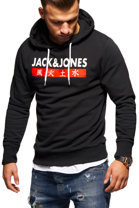 Jack & Jones Infinity Herren Kapuzenpullover Print Schwarz S