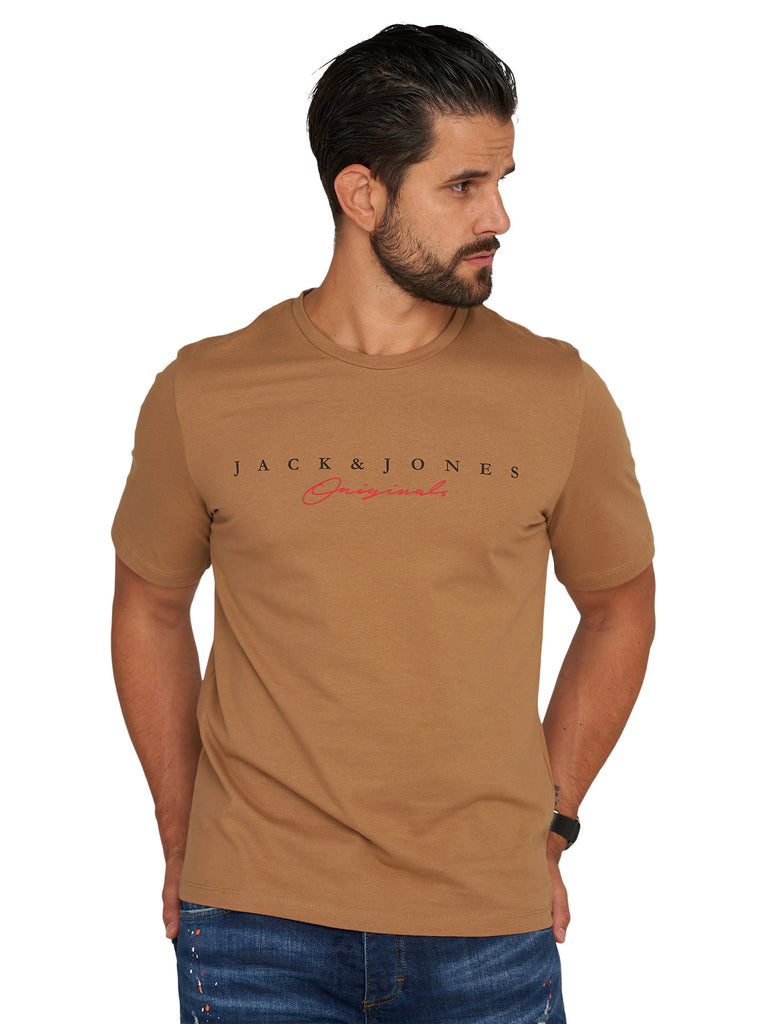Jack & Jones Infinity Herren T-Shirt HARRISON O-Neck Shirt Kurzarmshirt Cinnamon