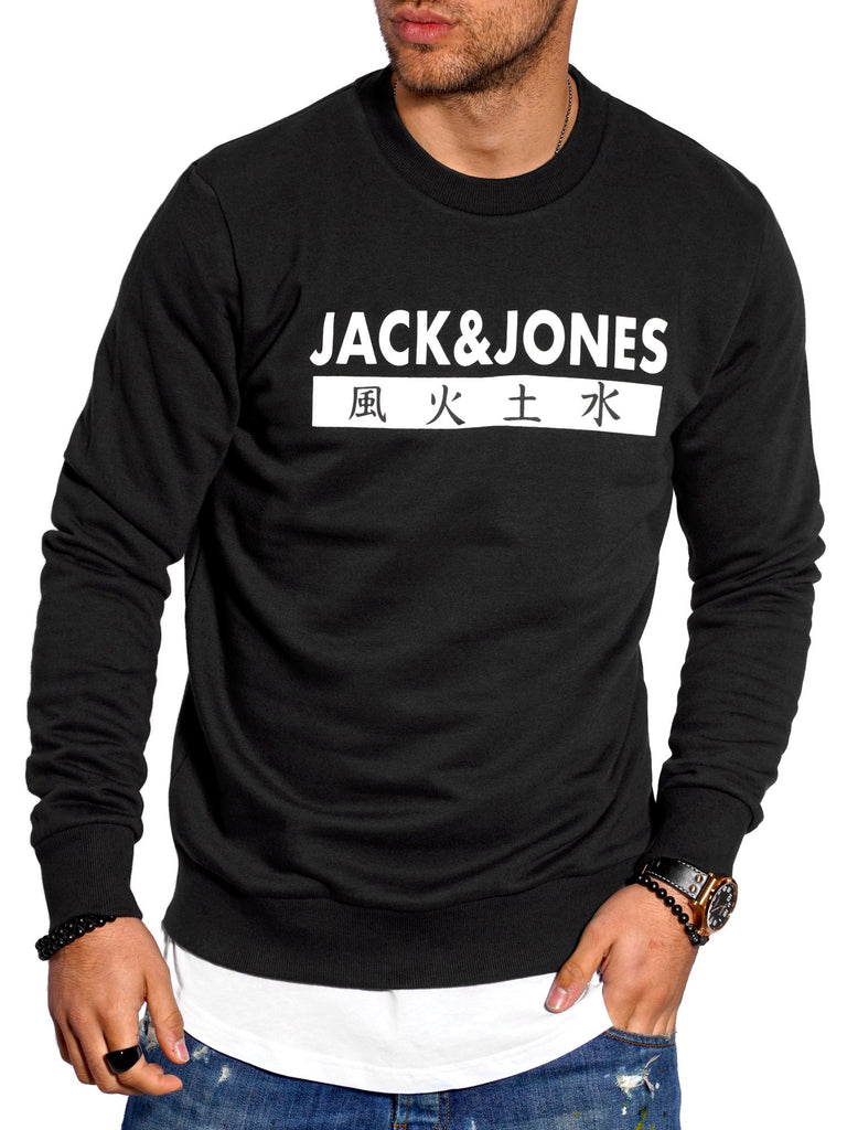 Jack & Jones Herren Sweatshirt mit Print ELEMENTS Rundhals Pullover Tap Shoe
