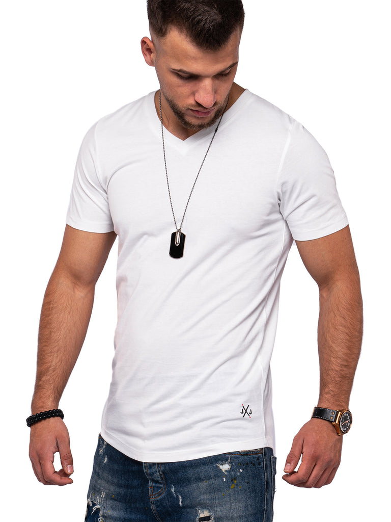 Jack & Jones Infinity Herren V-Neck T-Shirt INFINITY Oversize Longshirt Cloud Dancer
