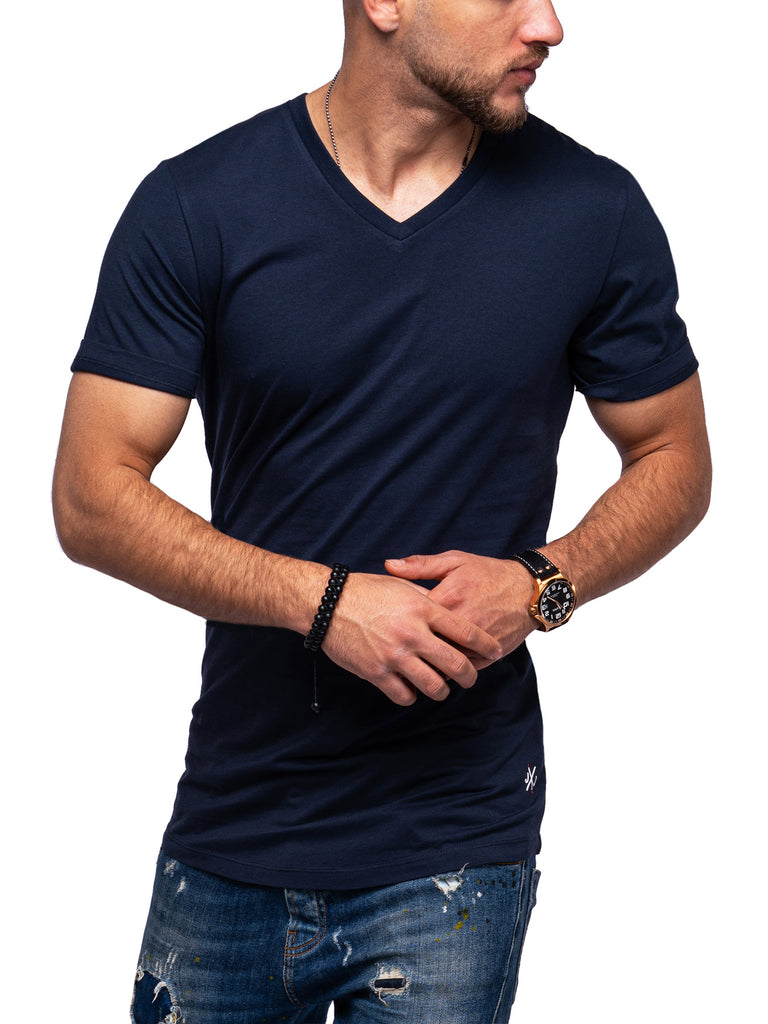 Jack & Jones Infinity Herren V-Neck T-Shirt INFINITY Oversize Longshirt Navy Blazer