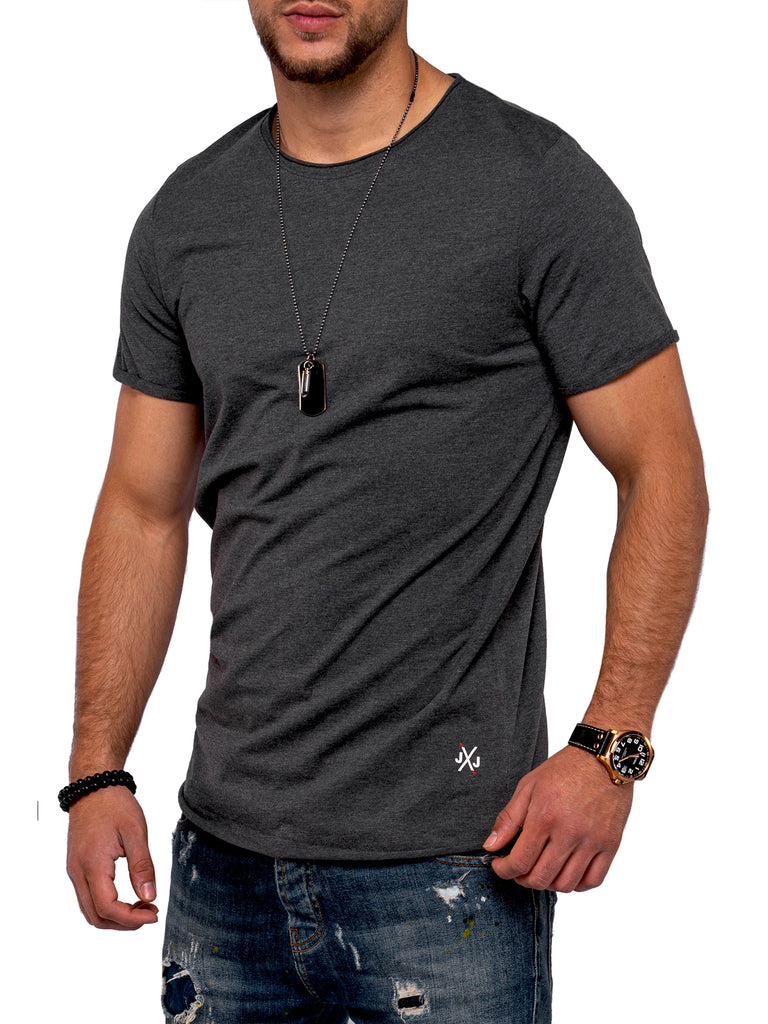 Jack & Jones Infinity Herren O-Neck T-Shirt INFINITY Longshirt Dark Grey Melange