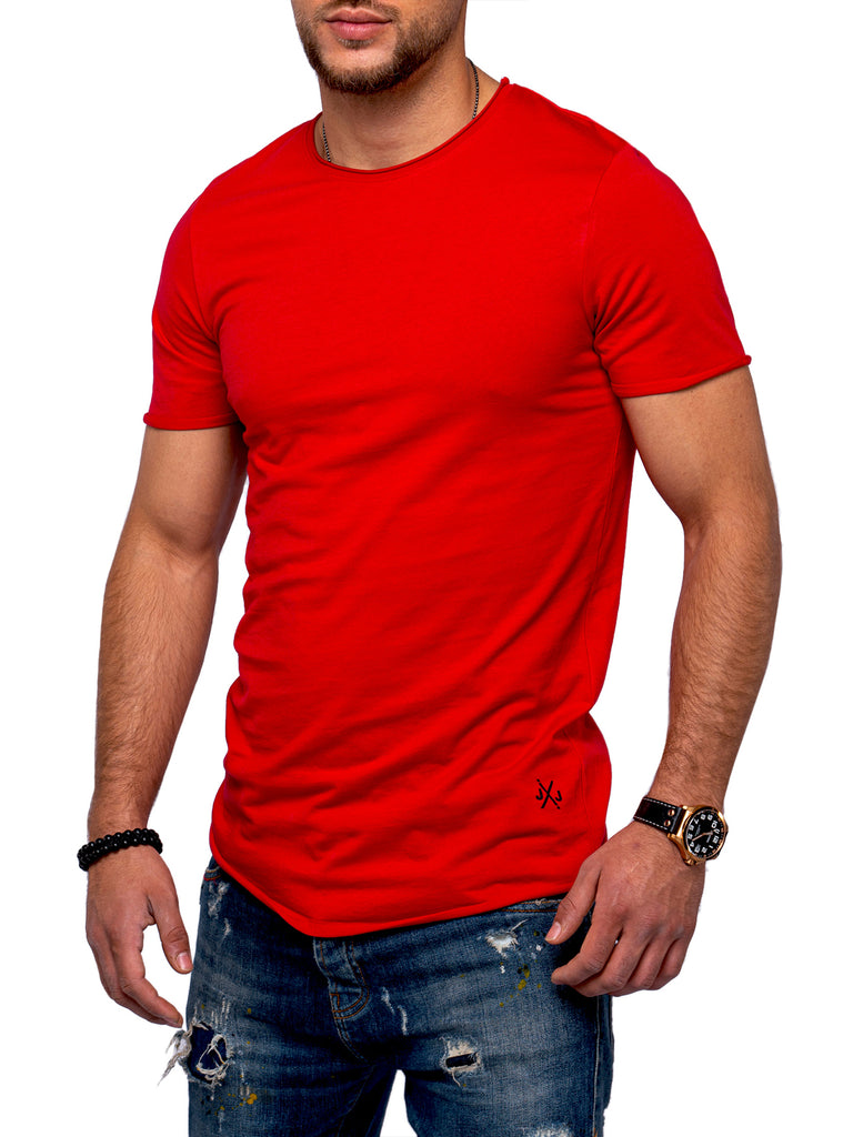 Jack & Jones Infinity Herren O-Neck T-Shirt INFINITY Longshirt Tango Red