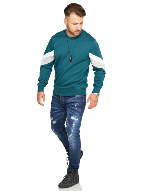 Jack & Jones Infinity Herren Sweatshirt Color Blocking Print Petrol XL