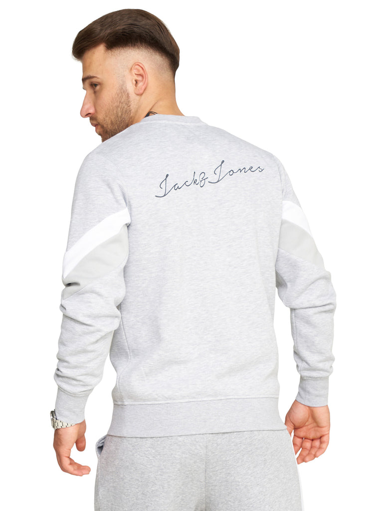 Jack & Jones Herren Sweatshirt JACOB INFINITY Pullover Sweater Light Grey Melange XL