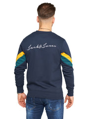 Jack & Jones Infinity Herren Sweatshirt Color Blocking Print Navy L