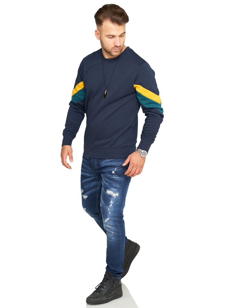 Jack & Jones Herren Sweatshirt JACOB INFINITY Pullover Sweater Navy Blazer XL