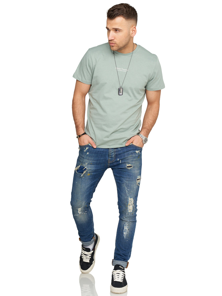 Jack & Jones Infinity Herren T-Shirt MARC INFINITY O-Neck Shirt Kurzarmshirt Slate Grey L